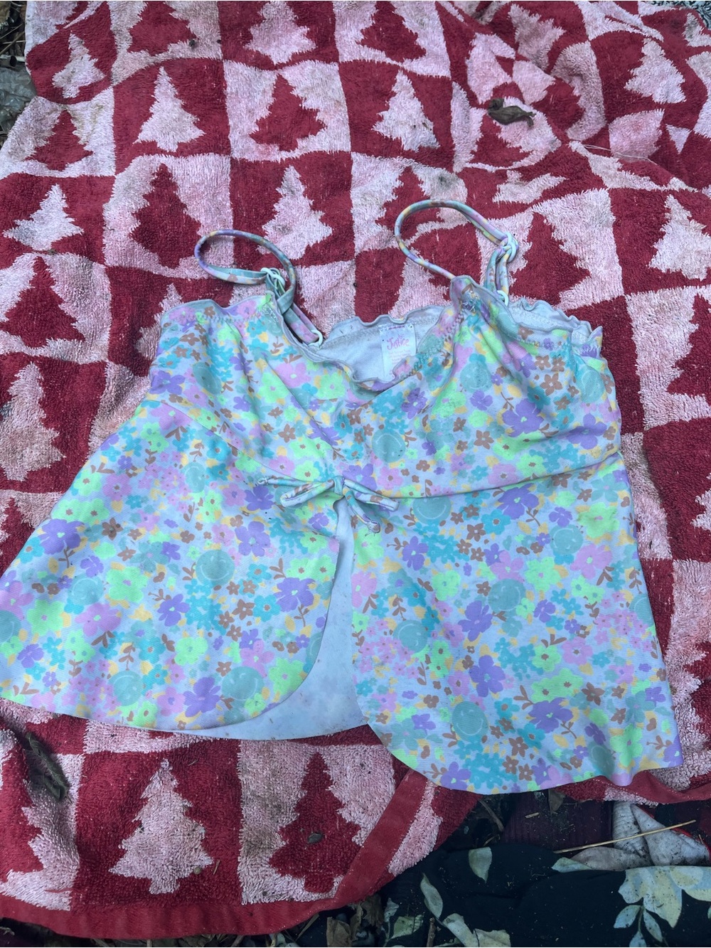 Justice Pastel Floral One-Piece Swimsuit in Purple, Mint, Pink & Yellow